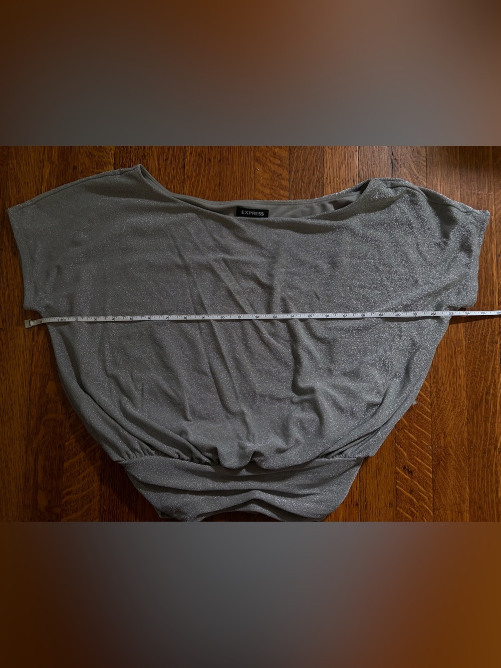 Express Metallic Ruched Banded Bottom Top - Picture 8 of 8